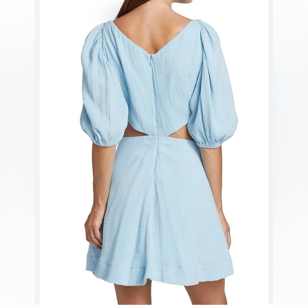 Jonathan Simkhai Swim Women's Helen Cutout Puff Sleeve Mini Dress Blue Size S - Picture 2 of 7